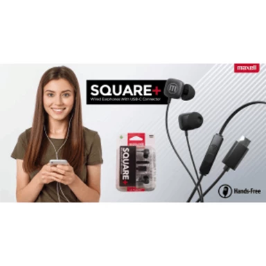 MAXELL Žične slušalice SQUARE, USB C, crne