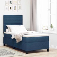 Box spring krevet s madracem, 90 x 190 cm, tkanina, plava