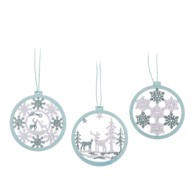 CASA SELECCIÓN Drveni ukrasi za božićno drvce, set 6 kom, ø 8 cm  