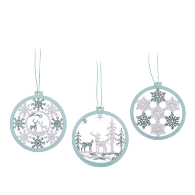 CASA SELECCIÓN Drveni ukrasi za božićno drvce, set 6 kom, ø 8 cm