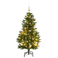 Božićno drvce umjetno, 150 LED, sa šarkama i kuglicama, 120 cm, s LED lampicama, rose gold kuglice