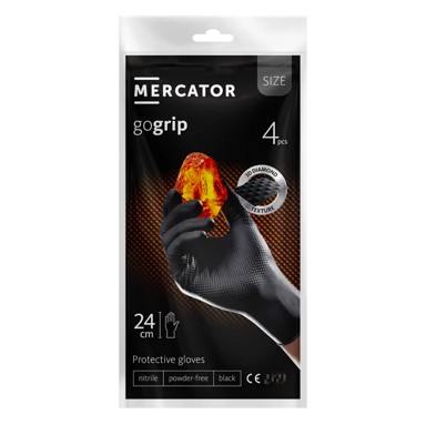MERCATOR Radne rukavice od nitrila GoGrip, crne, 4 kom., vel. M