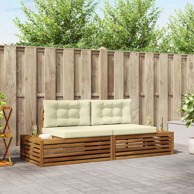 Set vanjskih sofa s jastucima, prirodna i krem, 2 kom
