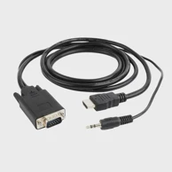 GEMBIRD HDMI/VGA adapter kabel, 1.8m, HDMI Type A (Standard) na VGA (D-Sub) + 3.5mm, crni