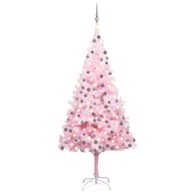 Božićno drvce umjetno LED s kuglicama ružičasto 240 cm PVC