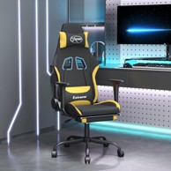 Gaming stolica od tkanine s osloncem za noge crna-žuta