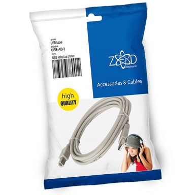 ZED USB kabel za printer, 3 m - USB-AB/3