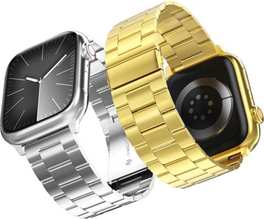 NIKCORP Set remena za Apple Watch 38–49 mm, 2 kom, nehrđajući čelik, crni i zlatni