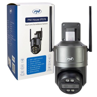 PNI Sigurnosna kamera IP578, 4K, WiFi, 10x zoom, IR 40 m