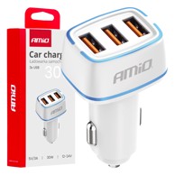 AMIO Auto punjač 3x USB-A 30W 12/24V