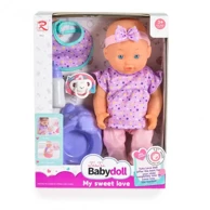 BABYDOLL Lutka s kahlicom i dudom, 31 cm, ljubičasta