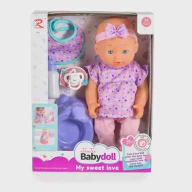BABYDOLL Lutka s kahlicom i dudom, 31 cm, ljubičasta