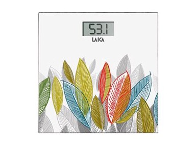LAICA Osobna vaga PS1076 W, digitalna, 180 kg, staklo, bijela sa šarenim listovima