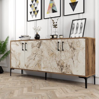 Komoda, Kiev - Walnut, bijela Marble