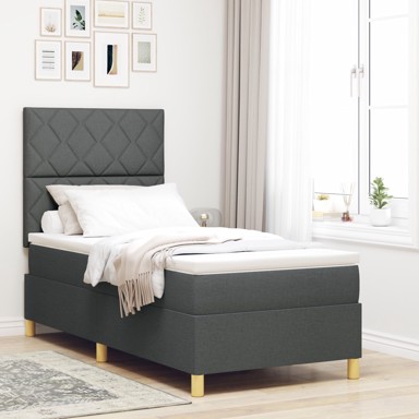Box spring krevet s madracem, tkanina, tamnosivi