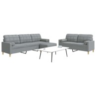 Set sofa 3-dijelni s jastucima i tabureom, svjetlosiva