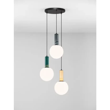 NOVA LUCE Visilica grlo Spazio A45 E27 3 x 12 W IP20 Siva/Žuta/Zelena NL9009329
