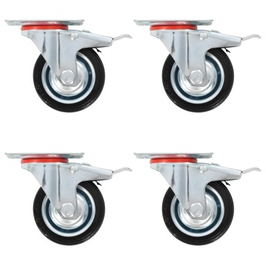 Okretni kotačići s dvostrukim kočnicama 4 kom 75 mm