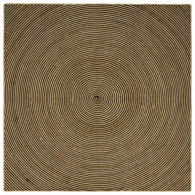 Tepih, dimenzije 240 × 240 cm, juta, prirodna i crna