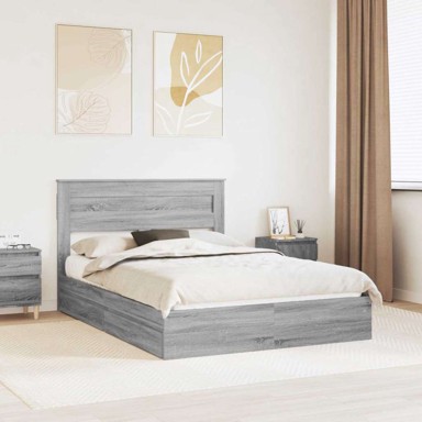Okvir za krevet s ladicama 160 x 200 cm, siva sonoma