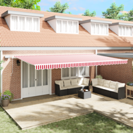Ručna uvlačiva tenda s LED, 600x300 cm, platno, crvena i bijela pruga