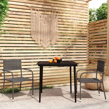 3 dijelni vrtni blagovaonski set sivi, dužina stola 80 cm