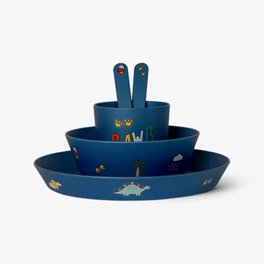 CITRON Set posuđa od bio materijala Blue Dino, plava