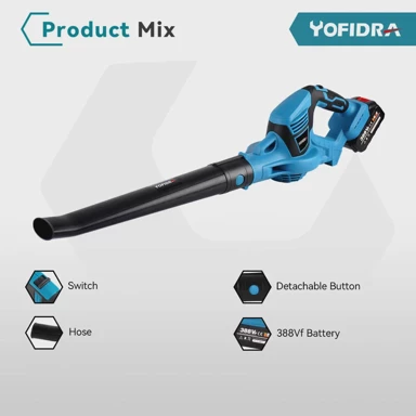 YOFIDRA Bežični električni puhač, za lišće, snijeg i prašinu, 1 baterija