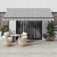 Tenda na ručno uvlačenje antracit i bijela 400 x 350 cm