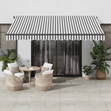 Tenda na ručno uvlačenje antracit i bijela 400 x 350 cm