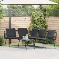 Set za vrtni namještaj od 2 dijela s jastučićima, poli-ratan, crni