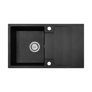 KUCHINOX Granitni sudoper Rab, 1 korito s ocjeđivačem i sifonom crni 44x76 cm
