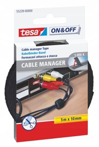 TESA Čvrsta čičak traka za vezanje i povezivanje kabela 5 m x 10 mm, crna
