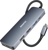 BENFEI USB-C čvorište, 5 u 1, 4K HDMI, PD 100 W, 3 x USB-A 10 Gbps, aluminij