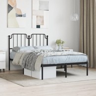 Metalni okvir za krevet s uzglavljem crni 120x190 cm