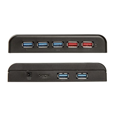 AKASA USB hub Connect 7 EX - USB 3.0 Hub s 2 porta za brzo punjenje AK-HB-11BK