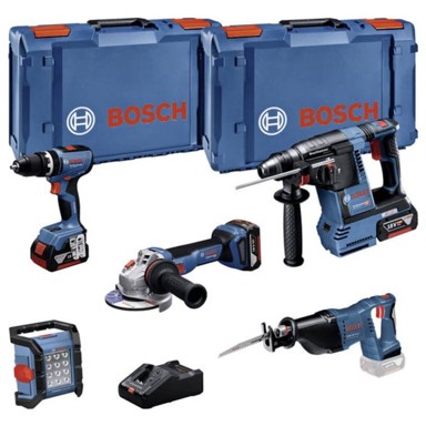 BOSCH Professional Set akumulatorskih alata 18 V 0615A5007S, GSB, GBH, GWS, GSA i GLI, 3 × 5 Ah