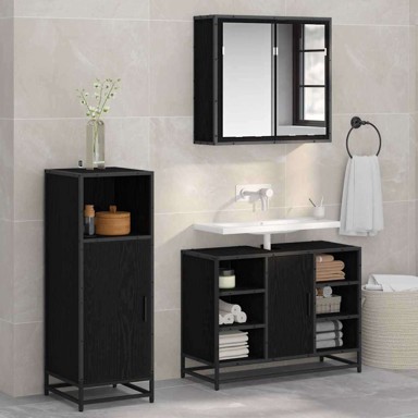 Set namještaja za kupaonicu, 3 kom, 80 x 33 x 60 cm, crni hrast