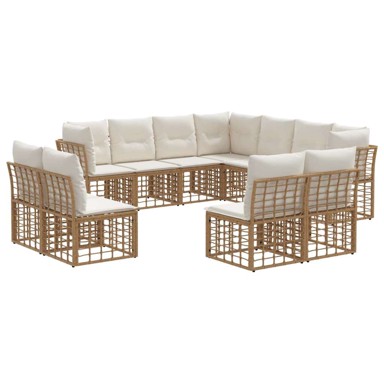 Set vanjskih sofa, poliester, bez stola, prirodna