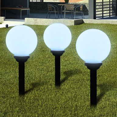 Vanjska solarna LED lampa lopta 20 cm 3 kom sa šiljcima za zemlju