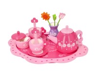 Drveni set za čaj s cvijećem