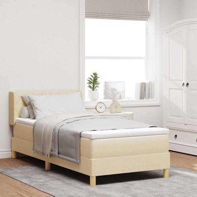 Boxspring krevet s oprugama i madracem 90 x 190 cm tkanina, krema