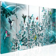 Slika Hummingbirds Dance (iz pet dijelova) Turquoise Narrow 225x90