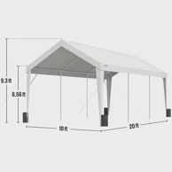 VEVOR Nadstrešnica za auto, 3x6 m, bijela cerada