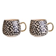 PREMIER HOUSEWARES Crne/u zlatnoj boji šalice u setu 2 kom od kamenine 330 ml London