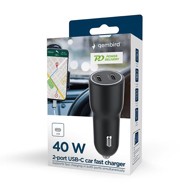 GEMBIRD Auto punjač TA-UC-C2PD40-CAR-01, 2x USB-C, 40 W