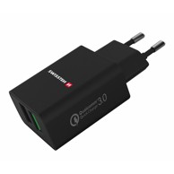 SWISSTEN Punjač AC220, 2XUSB, Qualcomm 3.0 + USB, 23W, crni