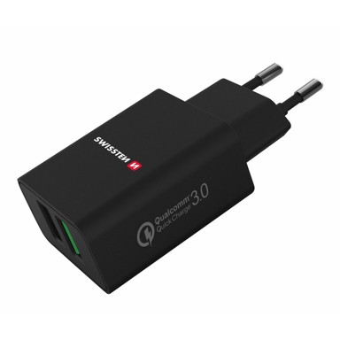 SWISSTEN Punjač AC220, 2XUSB, Qualcomm 3.0 + USB, 23W, crni