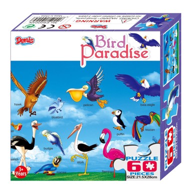 DENIS Puzzle Bird Paradise, 60 dijelova, 28x21.5 cm, 3+