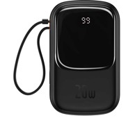 BASEUS Power bank 20000 mAh Qpow Pro, USB + Type C, PD 20W s Lightning kabelom, crni, PPQD060201
